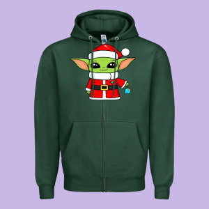 Baby Yoda Christmas Santa Claus Zipper Hoodie Designed By Trangstudio