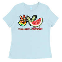 Baby Blue Peace love watermelon Ladies Tee - NancyCooperArtShop