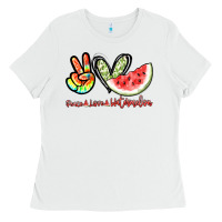 White Peace love watermelon Ladies Tee - NancyCooperArtShop
