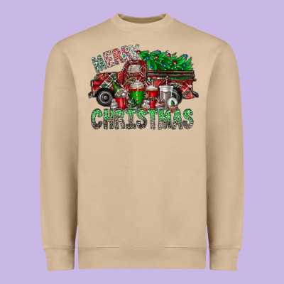 Merry Christmas  Truck Heavyweight Sweatshirt Designed By Cowhidedigitalart