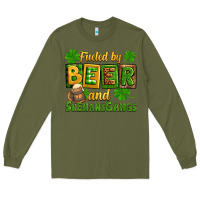 Army Green St. Patrick's Fueled by beer and shenanigangs Long Sleeve Tee - OliviaCreatesArt