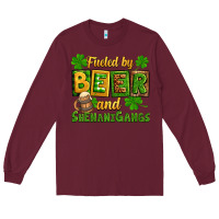 Burgundy St. Patrick's Fueled by beer and shenanigangs Long Sleeve Tee - OliviaCreatesArt