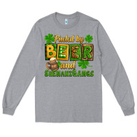 Heather Grey St. Patrick's Fueled by beer and shenanigangs Long Sleeve Tee - OliviaCreatesArt