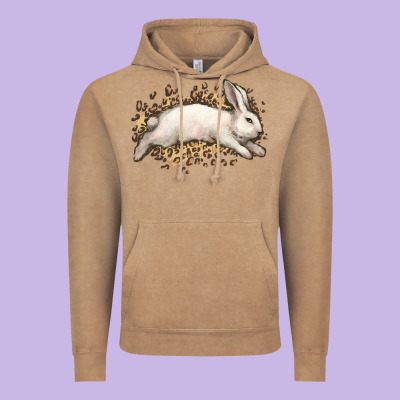 Bunny Rabbit Leopard Easter Day Vintage Hoodie Designed By Howdyjamesfarm