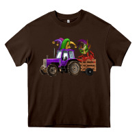 Chocolate Brown mardi gras mask crawfish farm tractor Heavy Core Tee - RanaPortraitStore