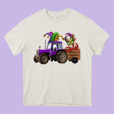 Mardi Gras Mask Crawfish Farm Tractor Heavy Core Tee Designed By Ranaportraitstore
