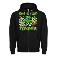 Black one lucky teacher Zipper Hoodie - Artiststas