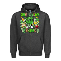 Charcoal Heather one lucky teacher Zipper Hoodie - Artiststas