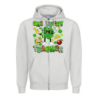 Dove Grey one lucky teacher Zipper Hoodie - Artiststas