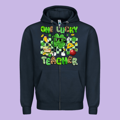 One Lucky Teacher Zipper Hoodie Designed By Artiststas