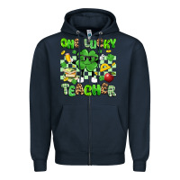 Navy one lucky teacher Zipper Hoodie - Artiststas