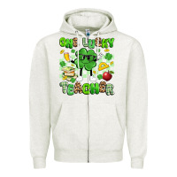 Oatmeal Heather one lucky teacher Zipper Hoodie - Artiststas