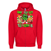 Red one lucky teacher Zipper Hoodie - Artiststas