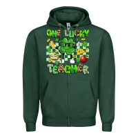 Sports Green one lucky teacher Zipper Hoodie - Artiststas