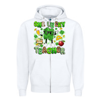 White one lucky teacher Zipper Hoodie - Artiststas