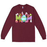 Burgundy Easter mom Long Sleeve Tee - OliviaCreatesArt