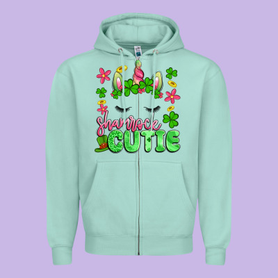 Shamrock Cutie Artiststas Zipper Hoodie Designed By Artiststas