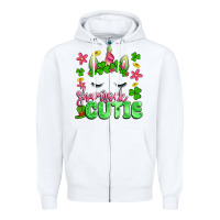 White shamrock cutie artiststas Zipper Hoodie - Artiststas