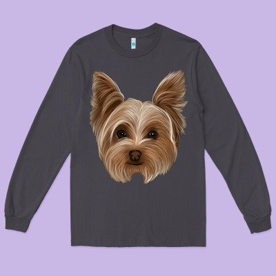 Yorkie Long Sleeve Tee Designed By Jasminsmagicworld