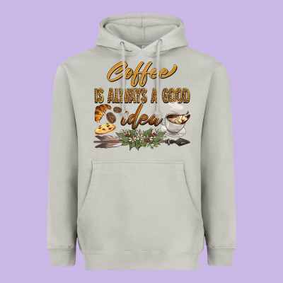 Coffee Is Always A Good Idea Heavyweight Hoodie Designed By Barkaloodesign