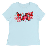 Baby Blue one loved mama valentine's day Ladies Tee - texasbilliewilder
