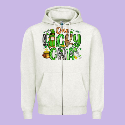 One Lucky Cna Zipper Hoodie Designed By Artiststas