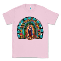 Bubblegum Pink Lady Of Guadalupe Rainbow Classic Tee - RanaPortraitStore