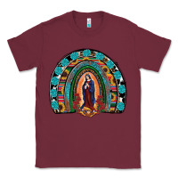 Burgundy Lady Of Guadalupe Rainbow Classic Tee - RanaPortraitStore