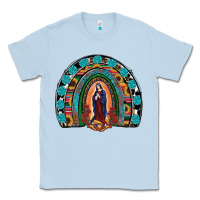Dusty Blue Lady Of Guadalupe Rainbow Classic Tee - RanaPortraitStore