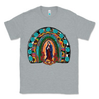 Heather Grey Lady Of Guadalupe Rainbow Classic Tee - RanaPortraitStore