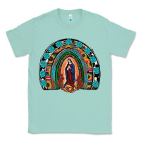 Seafoam Lady Of Guadalupe Rainbow Classic Tee - RanaPortraitStore