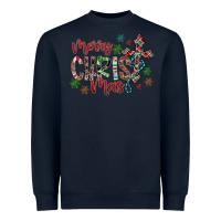 Navy Merry Christmas Heavyweight Sweatshirt - CowhideDigitalArt