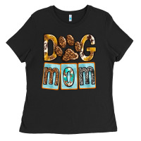 Black Dog Mom with Paw Ladies Tee - texasbilliewilder