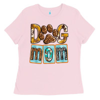 Bubblegum Pink Dog Mom with Paw Ladies Tee - texasbilliewilder