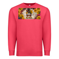 Cardinal mess bun mama with sunflowers and colorful leopard license plate Premium Sweatshirt - BarkalooDesign
