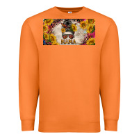 Carrot mess bun mama with sunflowers and colorful leopard license plate Premium Sweatshirt - BarkalooDesign