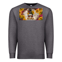 Charcoal Heather mess bun mama with sunflowers and colorful leopard license plate Premium Sweatshirt - BarkalooDesign