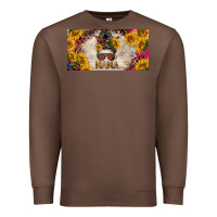 Chestnut mess bun mama with sunflowers and colorful leopard license plate Premium Sweatshirt - BarkalooDesign