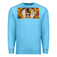 Ocean Blue mess bun mama with sunflowers and colorful leopard license plate Premium Sweatshirt - BarkalooDesign