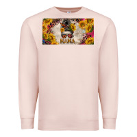 Pale Pink mess bun mama with sunflowers and colorful leopard license plate Premium Sweatshirt - BarkalooDesign