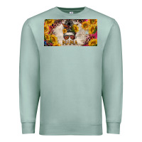 Seafoam mess bun mama with sunflowers and colorful leopard license plate Premium Sweatshirt - BarkalooDesign