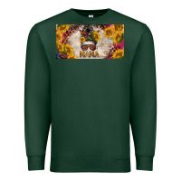 Sports Green mess bun mama with sunflowers and colorful leopard license plate Premium Sweatshirt - BarkalooDesign