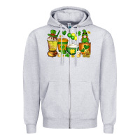 Heather Grey st patrick's day coffee cups with gnome Zipper Hoodie - Artiststas