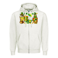 Oatmeal Heather st patrick's day coffee cups with gnome Zipper Hoodie - Artiststas