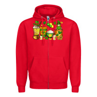 Red st patrick's day coffee cups with gnome Zipper Hoodie - Artiststas
