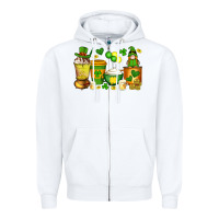 White st patrick's day coffee cups with gnome Zipper Hoodie - Artiststas