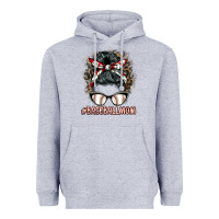Heather Grey baseballmom messy bun Heavyweight Hoodie - BarkalooDesign