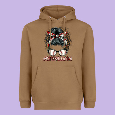 Baseballmom Messy Bun Heavyweight Hoodie Designed By Barkaloodesign