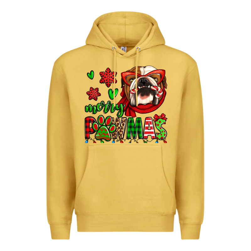 Merry Pawmas Christmas Bulldog Premium Hoodie by Jasminsmagicworld | Teevron