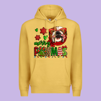 Merry Pawmas Christmas Bulldog Premium Hoodie Designed By Jasminsmagicworld